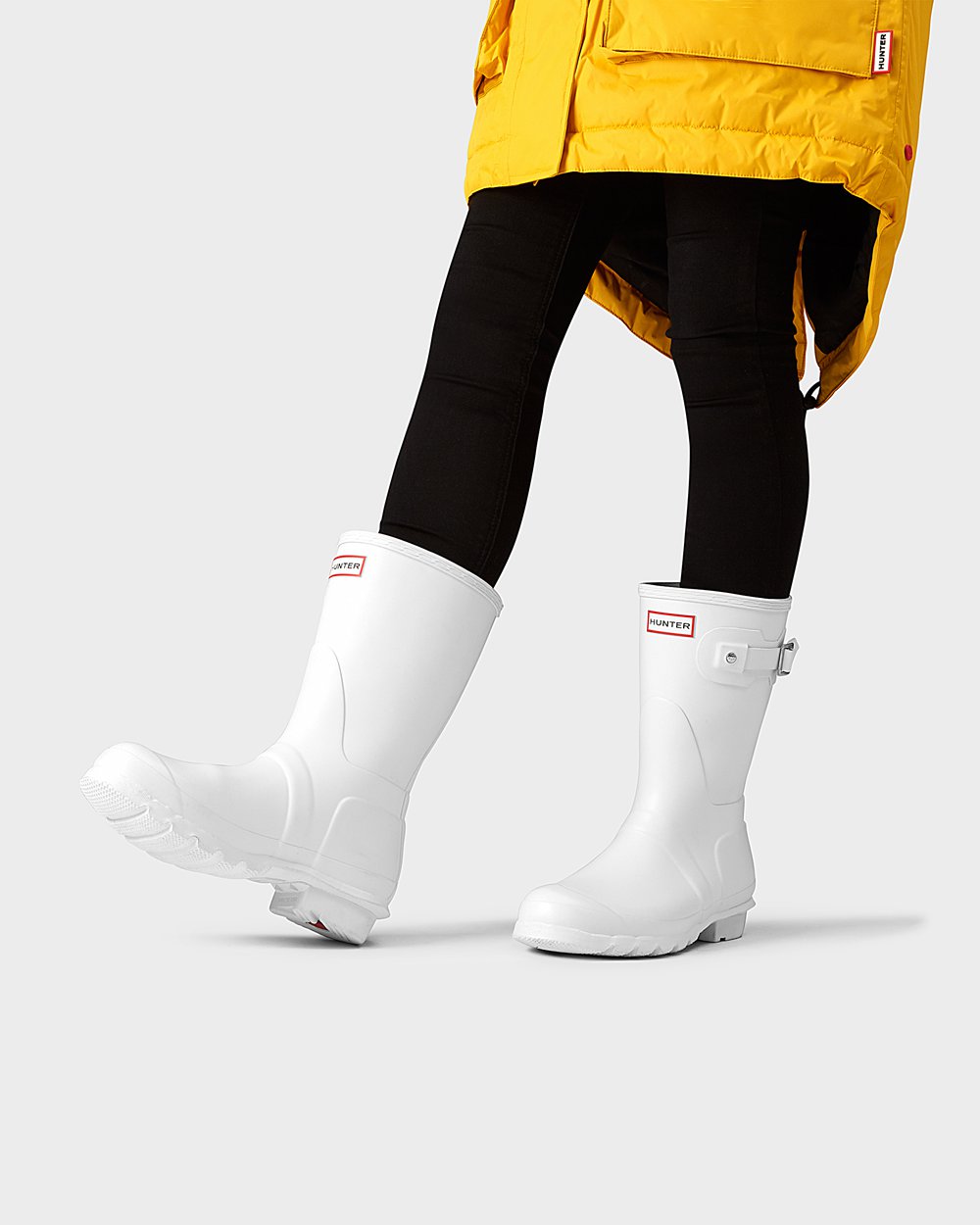 Botas de Lluvia Cortas Hunter Mujer - Original - Blancos - BAGMPCQ-75